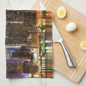 Weehawkenニュージャージーから見られるミッドタウン キッチンタオル (四つ折り)