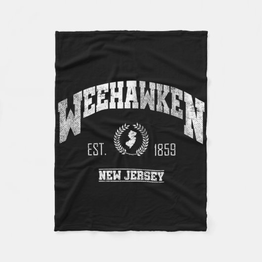 Weehawken Nj New Jersey Vintage Throwback フリースブランケット (正面)