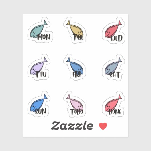 WeekDays魚 シール (シート)