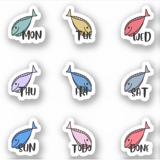 WeekDays魚 シール (正面)