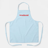 "Weekend"赤い文字ライトブルーのエプロン エプロン (正面)