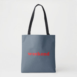 "weekend"赤い青 トートバッグ
