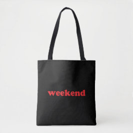 "weekend"赤黒 トートバッグ