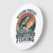 Weekend Forecast: 100% Chance of Fishing – ヴィンテージ ラージ壁時計 (傾斜)