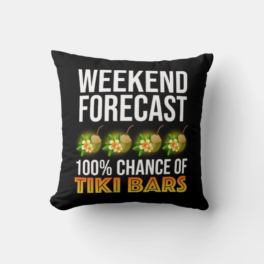 Weekend Forecast - 100% Chance of Tiki Bars クッション (正面)