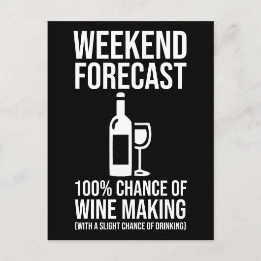 Weekend Forecast - 100% Chance of Wine Making ポストカード (正面)