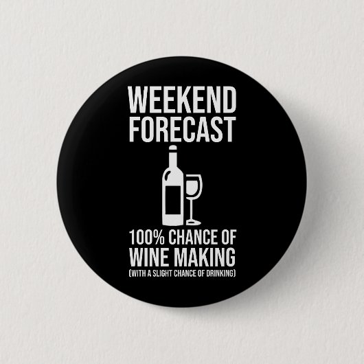 Weekend Forecast - 100% Chance of Wine Making 缶バッジ (正面)