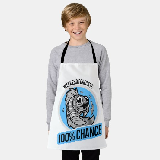 Weekend Forecast 100% Chance T-Shirt エプロン (着用した状態)