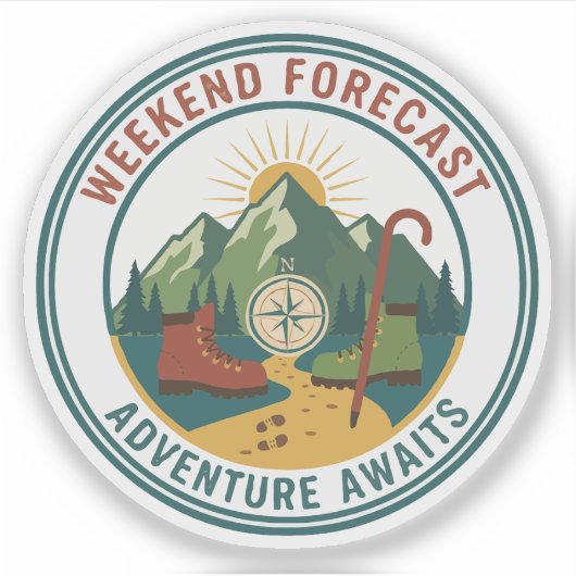Weekend Forecast Adventure Awaits Hiking Mountain  シール (正面)