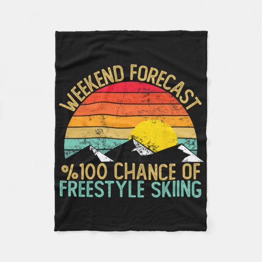 Weekend Forecast Freestyle Skiing Shirts Funny Ret フリースブランケット (正面)