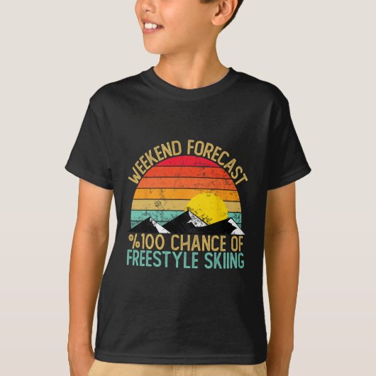 Weekend Forecast Freestyle Skiing Shirts Funny Ret Tシャツ (正面)
