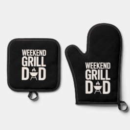 Weekend Grill Dad Funny BBQ 鍋つかみ&鍋敷きセット