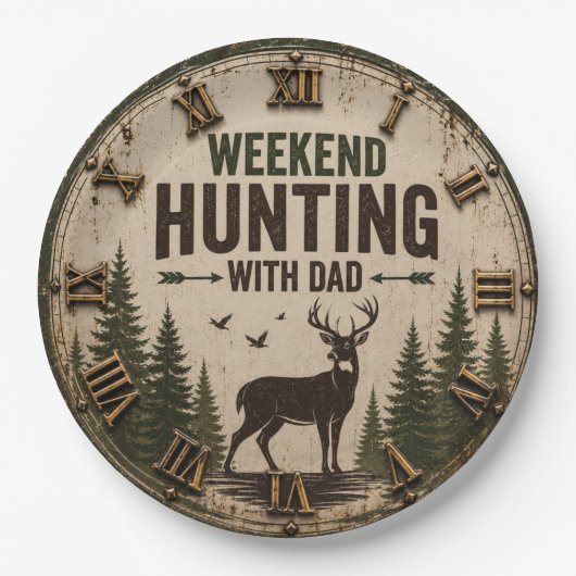 Weekend Hunting with Dad Rustic Deer Hunting ペーパープレート (正面)