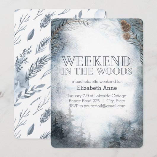 Weekend in the Woods | ウィンターバチェラーパーティー 招待状 (正面/裏面)