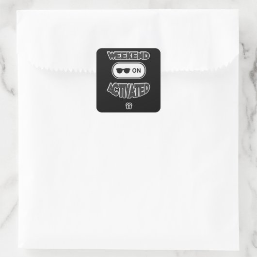 Weekend Mode Activated Shirt – Funny Relax Design スクエアシール (バッグ)