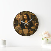Weekend Mode Funny Mona Lisa Gift for Cozy Home ラージ壁時計 (ホーム)