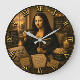 Weekend Mode Funny Mona Lisa Gift for Cozy Home ラージ壁時計
