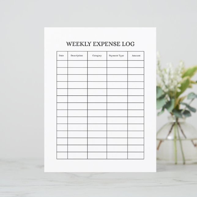 WEEKLY EXPENSE LOG (スタンド正面)