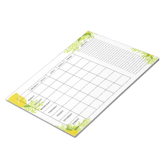 Weekly Meal Planner with Lemon Design ノートパッド (アングル)