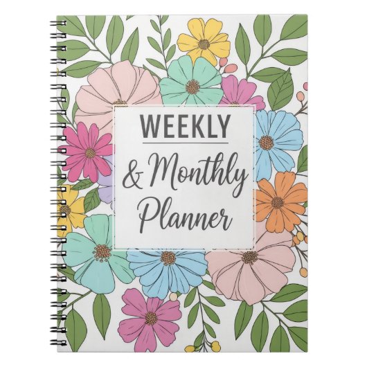 Weekly & Monthly Planner 2025 – Floral Cover ノートブック (正面)