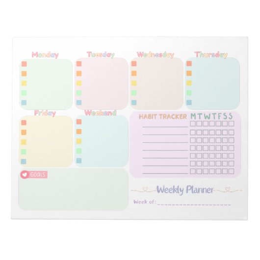 Weekly Planner ノートパッド (正面)