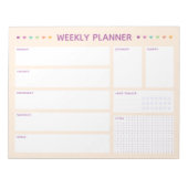 Weekly Planner Colorful Hearts Purple Text ノートパッド (正面)