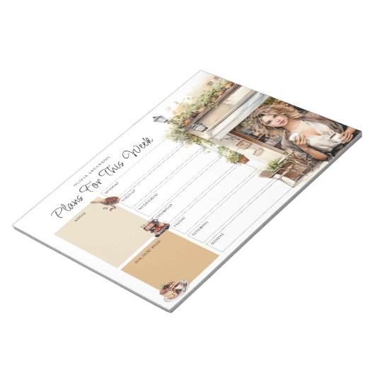 Weekly Planner Custom Name Coffee Lover ノートパッド (アングル)