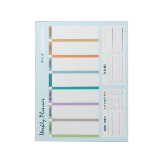 Weekly Planner Habit Tracker To Do List ノートパッド (回転)