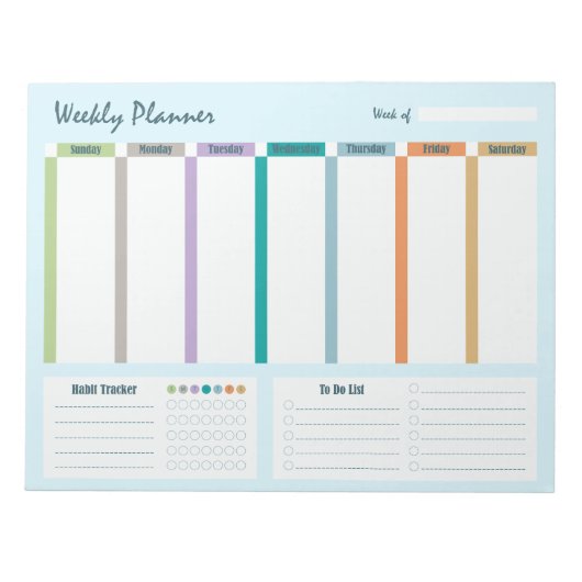 Weekly Planner Habit Tracker To Do List ノートパッド (正面)