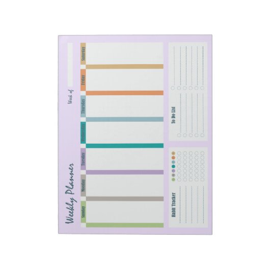 Weekly Planner Habit Tracker To Do List Notepad ノートパッド (回転)