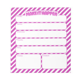 Weekly Planner Notepad - Pink Striped ノートパッド