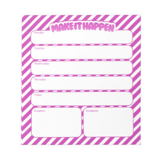 Weekly Planner Notepad - Pink Striped ノートパッド