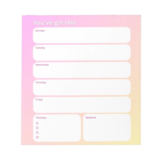 Weekly Planner Notepad – Weekday Layout ノートパッド (正面)