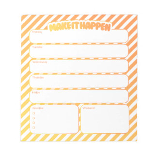 Weekly Planner Notepad - Yellow Striped ノートパッド