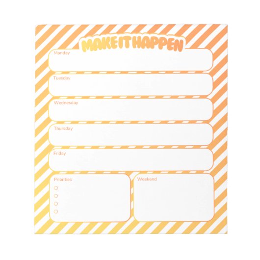 Weekly Planner Notepad - Yellow Striped ノートパッド (正面)