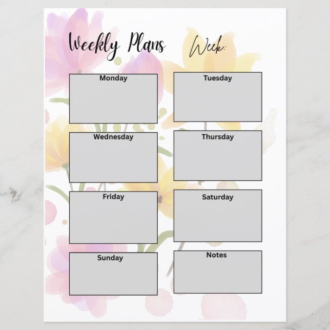 WEEKLY PLANNER TEMPLATE (正面)