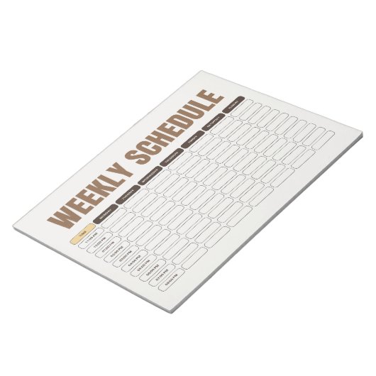 Weekly Schedule Planner Minimal Beige Grid ノートパッド (アングル)