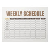 Weekly Schedule Planner Minimal Beige Grid ノートパッド (正面)