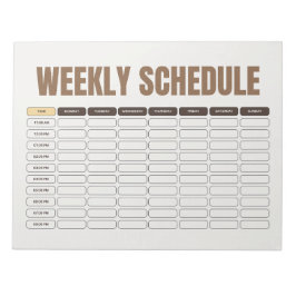 Weekly Schedule Planner Minimal Beige Grid ノートパッド