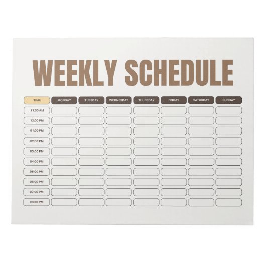 Weekly Schedule Planner Minimal Beige Grid ノートパッド (正面)