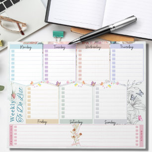 Weekly To Do List Flower Butterflyテーマ ノートパッド