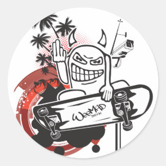 WeeMadの悪魔のスケート選手のステッカー ラウンドシール