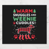 Weenie Dog Christmas Pajama Shirt Cute Weiner Ugly スパークリングワインラベル (シングルラベル)