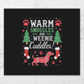 Weenie Dog Christmas Pajama Shirt Cute Weiner Ugly スパークリングワインラベル (シングルラベル)