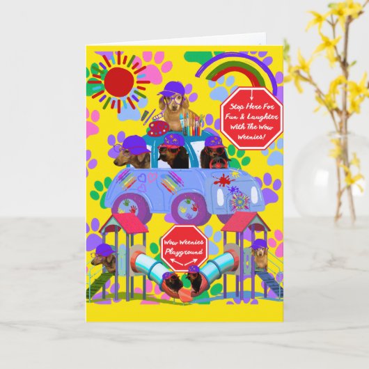 Weenie Dog Playground Card カード (黄色い花)