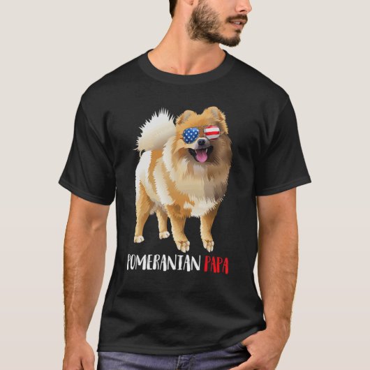 Weenie Papa Pomeranian Dad Dog Pomeranian Tシャツ (正面)