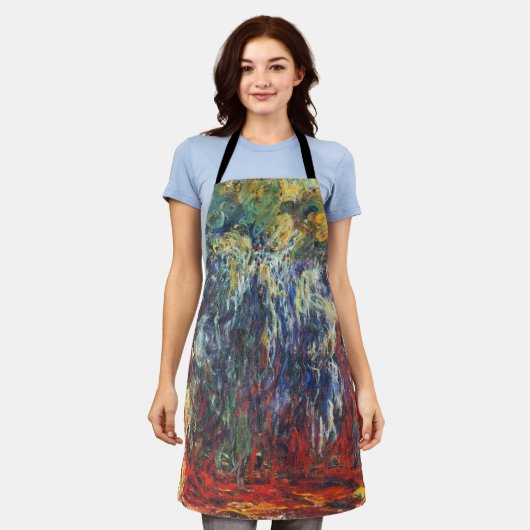 Weeping Willow at Giverny (by Claude Monet) エプロン (着用した状態)
