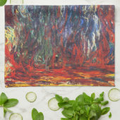 Weeping Willow at Giverny (by Claude Monet) キッチンタオル (折り畳み)