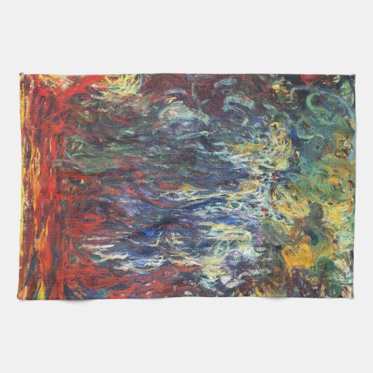 Weeping Willow at Giverny (by Claude Monet) キッチンタオル (横)