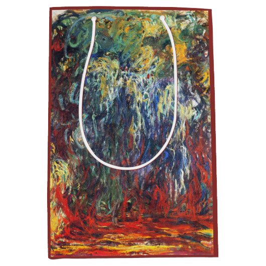 Weeping Willow at Giverny (by Claude Monet) ミディアムペーパーバッグ (正面)